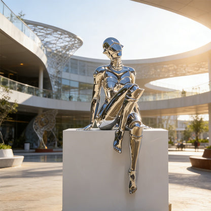 Futuristic Female Robot Sculpture