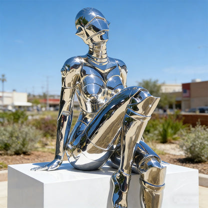 Futuristic Female Robot Sculpture