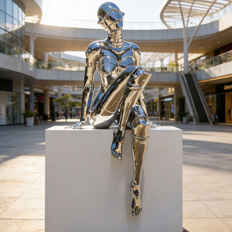 Futuristic Female Robot Sculpture