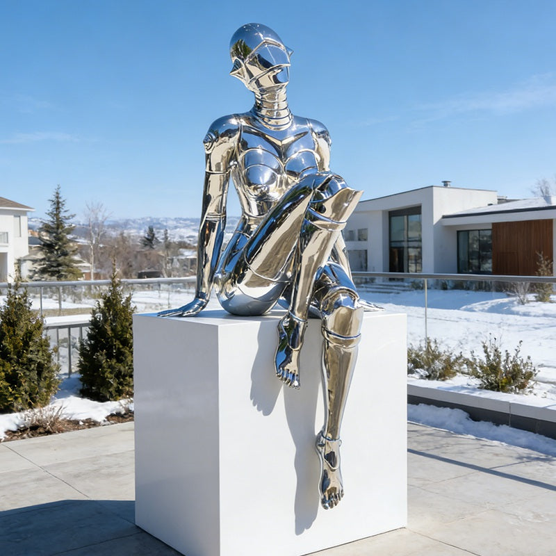 Futuristic Female Robot Sculpture