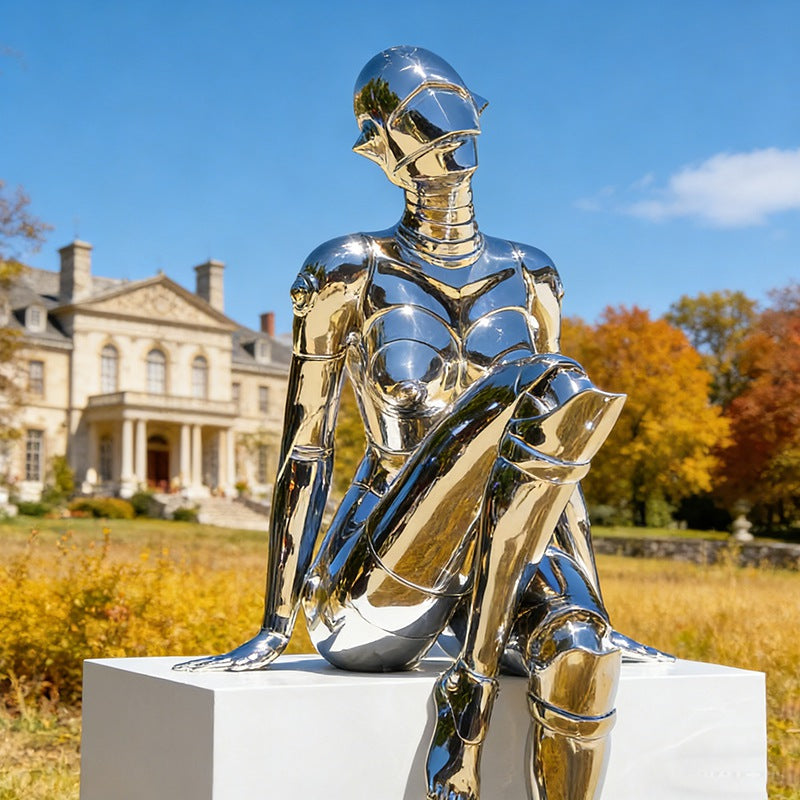 Futuristic Female Robot Sculpture