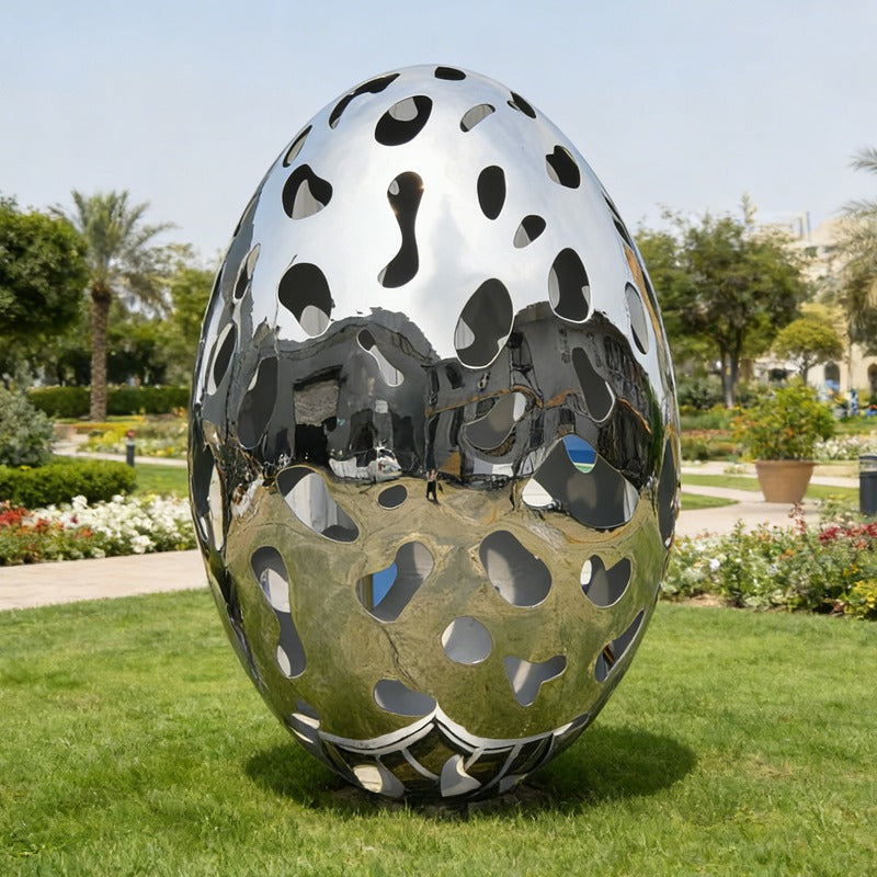 Stainless Steel Hollow Egg Sculpture EFS-75