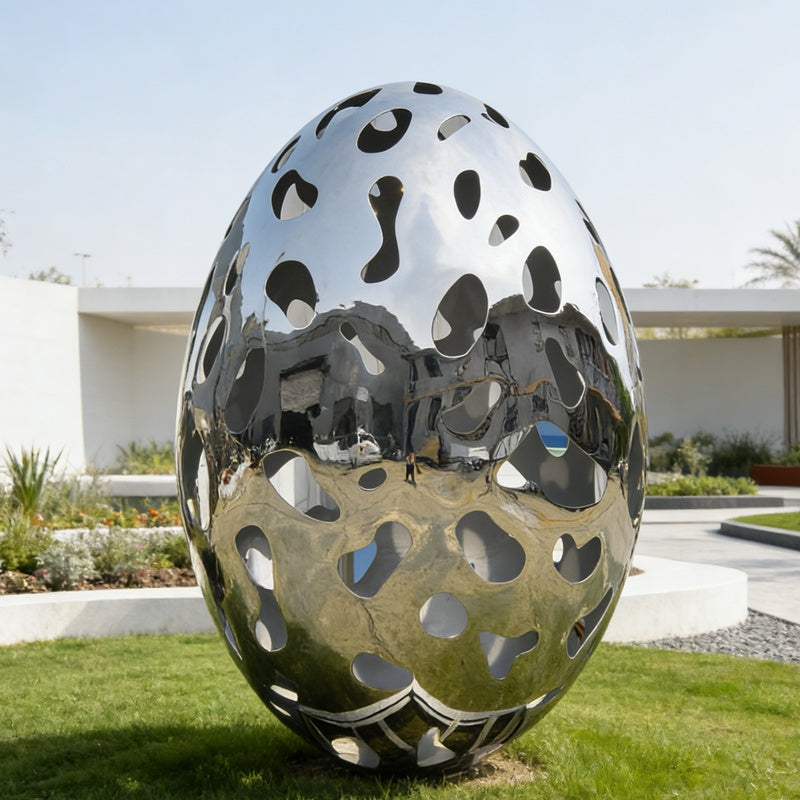 Stainless Steel Hollow Egg Sculpture EFS-75