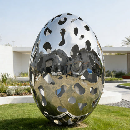 Stainless Steel Hollow Egg Sculpture EFS-75