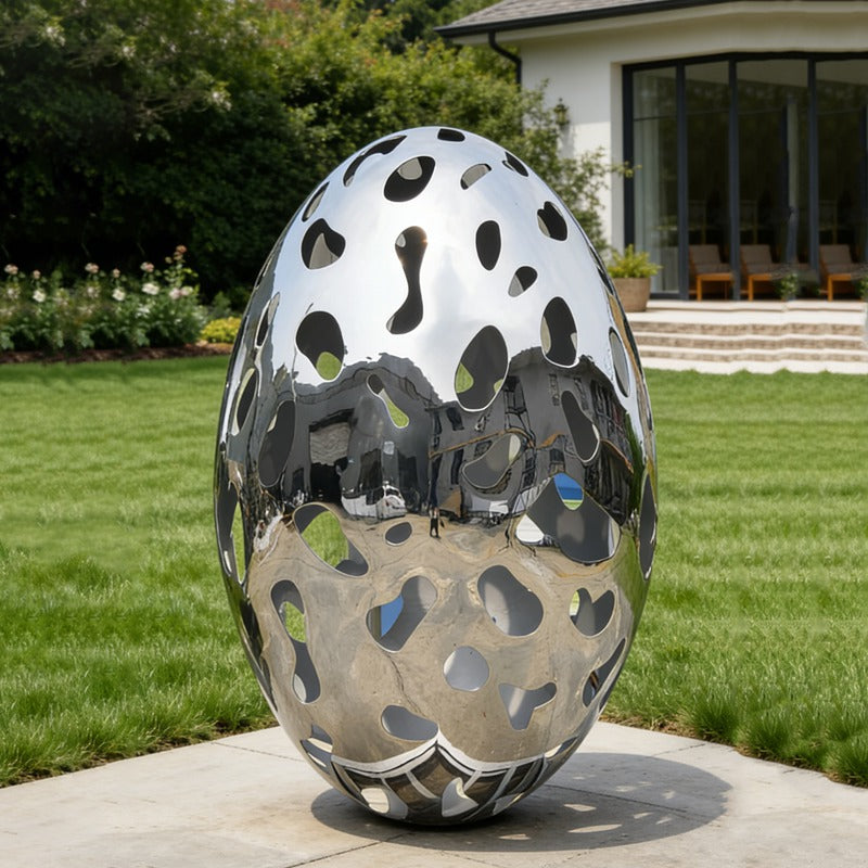 Stainless Steel Hollow Egg Sculpture EFS-75