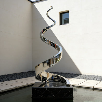 Stainless Steel Minimalist Abstract Christmas Tree Water Feature Sculpture