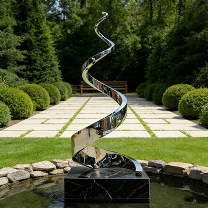 Stainless Steel Minimalist Abstract Christmas Tree Water Feature Sculpture