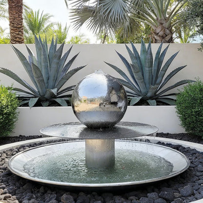 Stainless Steel Mirror Sphere Fountain Sculpture