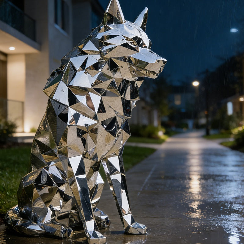geometric wolf sculpture