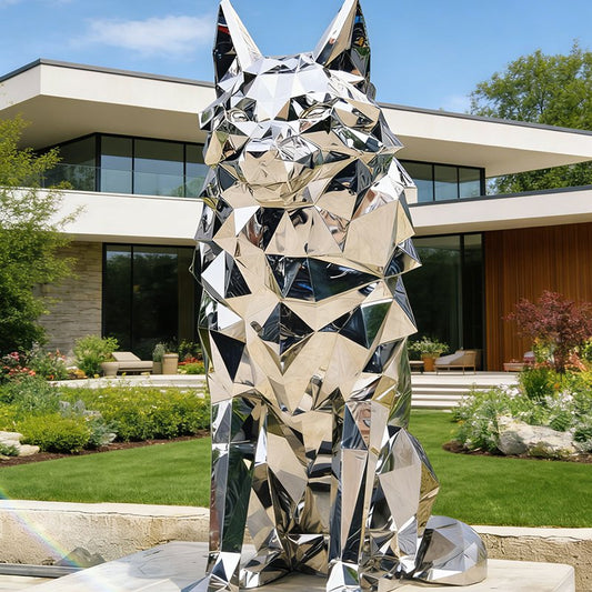 geometric wolf sculpture