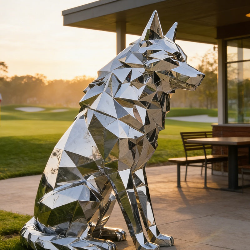 geometric wolf sculpture