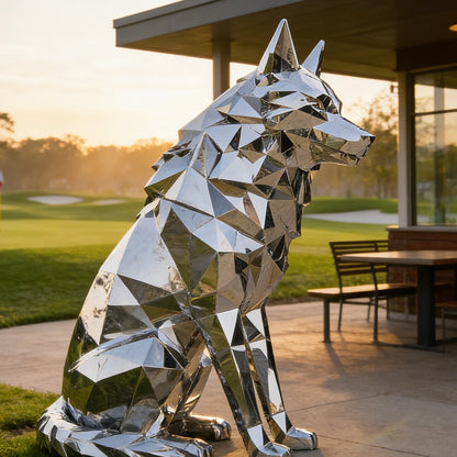 geometric wolf sculpture