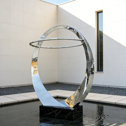 Stainless Steel Orbit Ring Sculpture