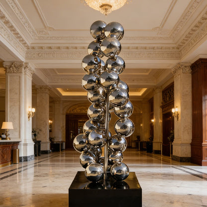 Stainless Steel Sphere Column Sculpture EFS-50