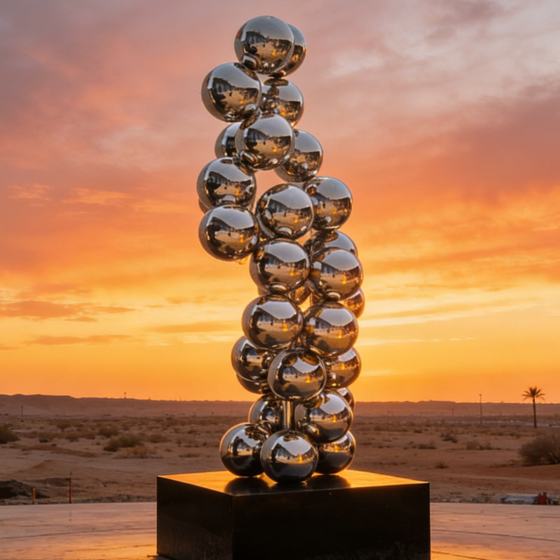 Stainless Steel Sphere Column Sculpture EFS-50