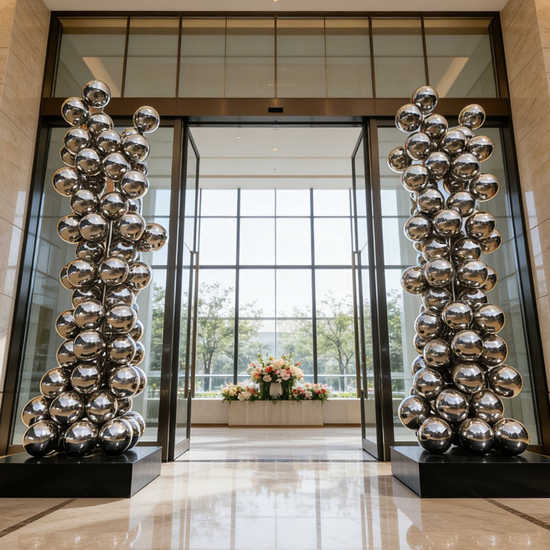 Stainless Steel Sphere Column Sculpture EFS-50