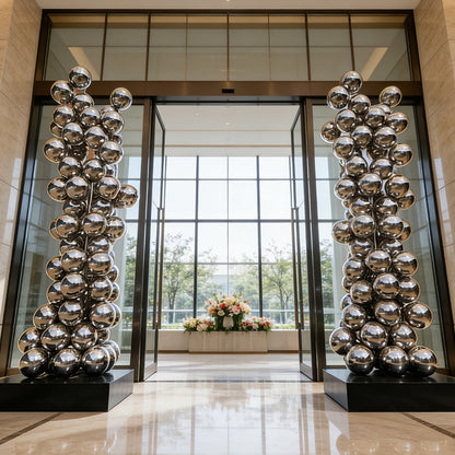 Stainless Steel Sphere Column Sculpture EFS-50