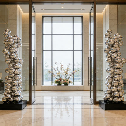 Stainless Steel Sphere Column Sculpture EFS-50