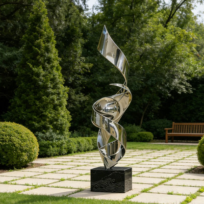 Stainless Steel Twisting Ribbon With Ball Art Sculpture
