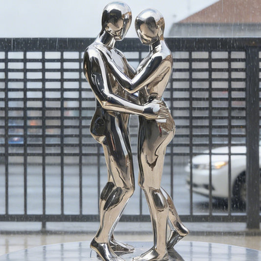 Realistic Embracing Couple Stainless Steel Sculpture EFS-20