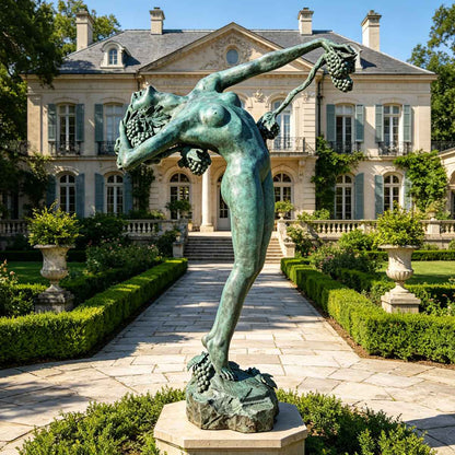 Bronze Dancing Maenad with Grapes Sculpture