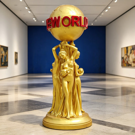 Bronze "The World Is Yours" Three Women Globe Sculpture Replica