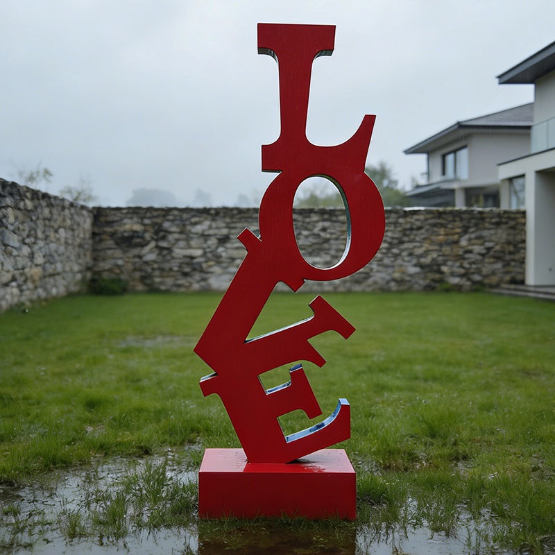 Modern Outdoor Art LOVE Letter Sculpture – in Corten Steel, Mirror