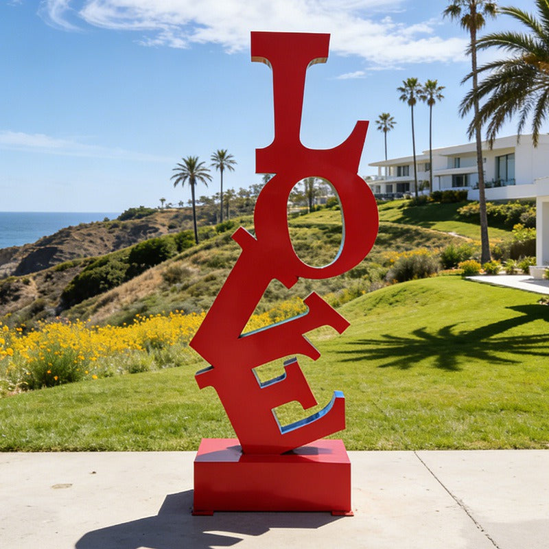 Modern Outdoor Art LOVE Letter Sculpture – in Corten Steel, Mirror