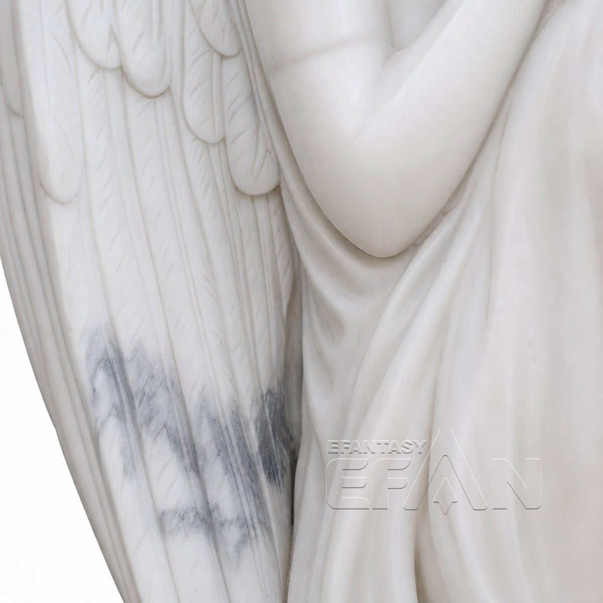 Weeping Angel Marble Statue on Pedestal for Memorial Gardens