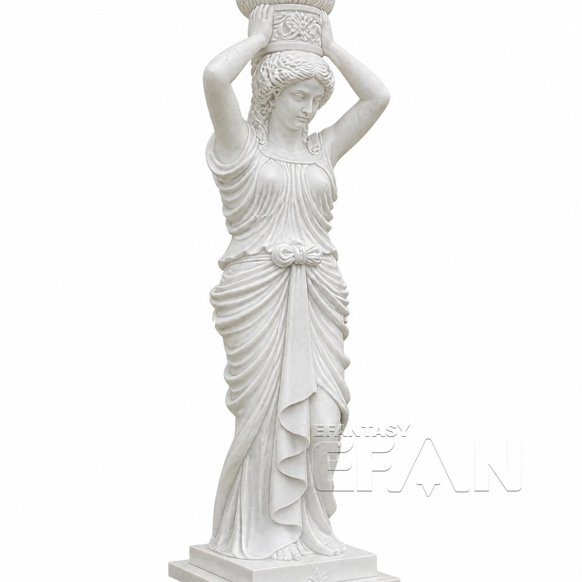 White Marble Caryatid Gazebo with Bronze Wrought Iron Dome for Estate Gardens