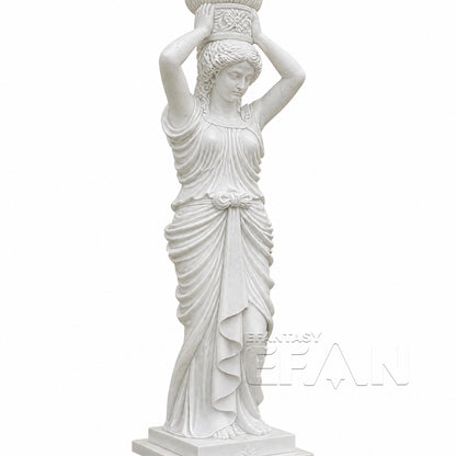 White Marble Caryatid Gazebo with Bronze Wrought Iron Dome for Estate Gardens