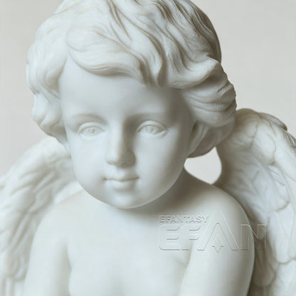 White Marble Cherub Angel Statue for Porches & Garden