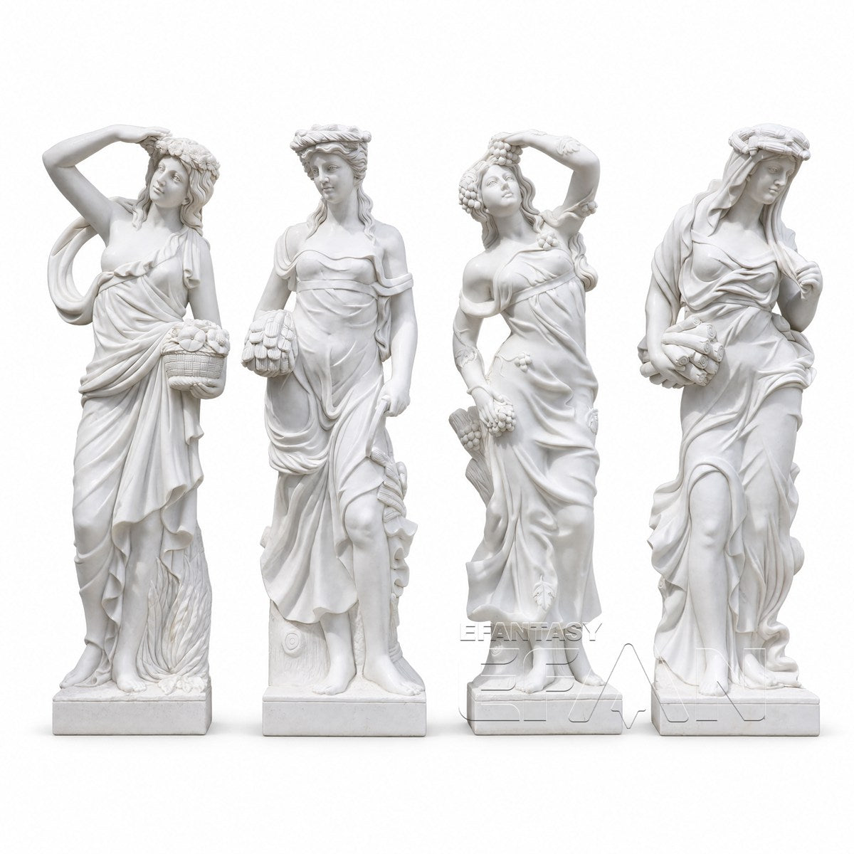White Marble Four Seasons Goddess Statues for Garden