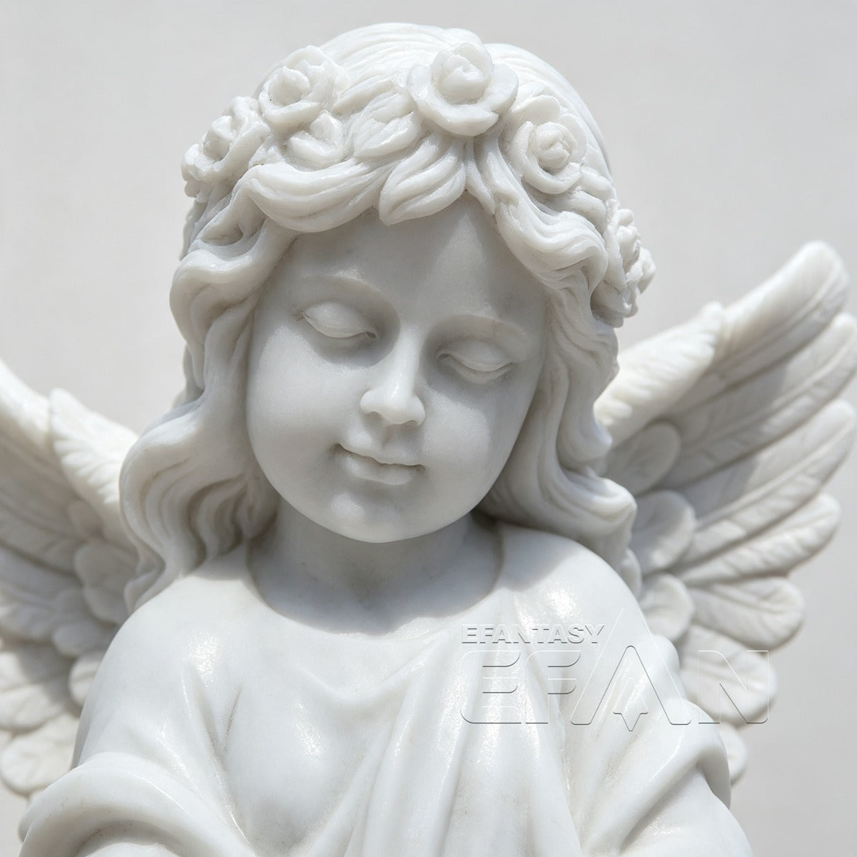White Marble Praying Angel Statue for Memorial & Garden Settings