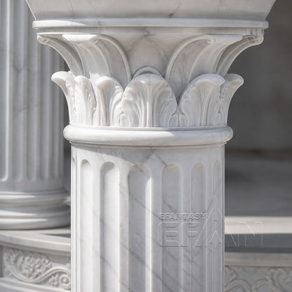 White Marble Wedding Gazebo with Copper Dome for Garden Venues