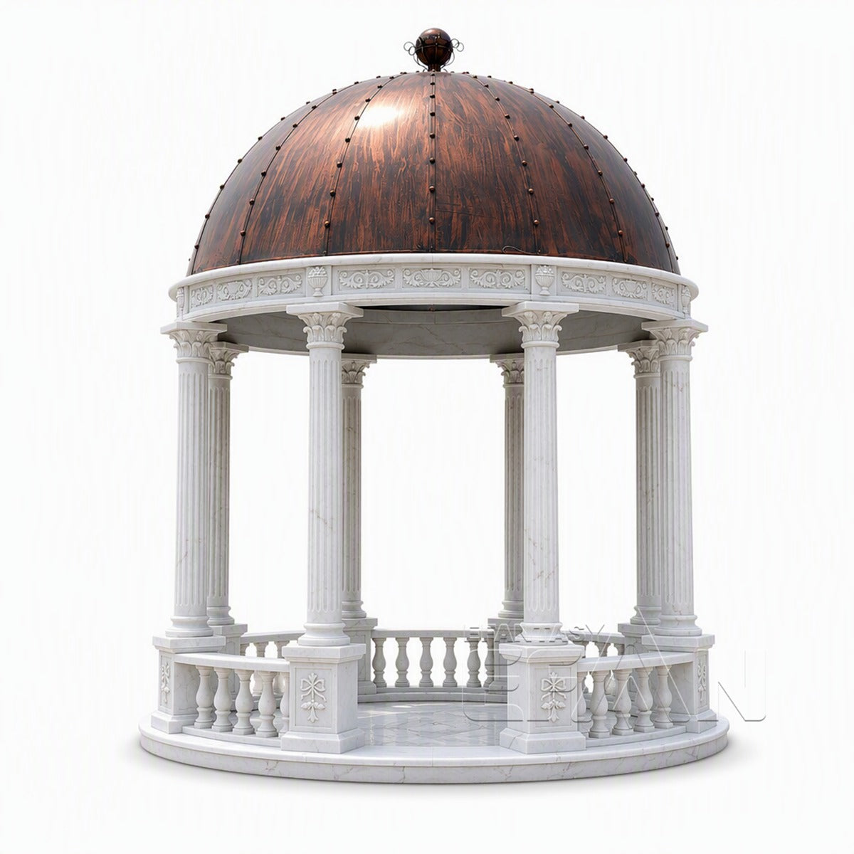 White Marble Wedding Gazebo with Copper Dome for Garden Venues