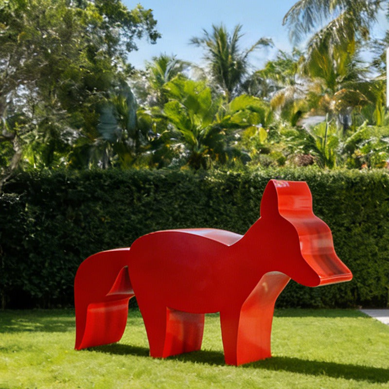 Abstract Metal Large Fox Garden Statue EFS-26