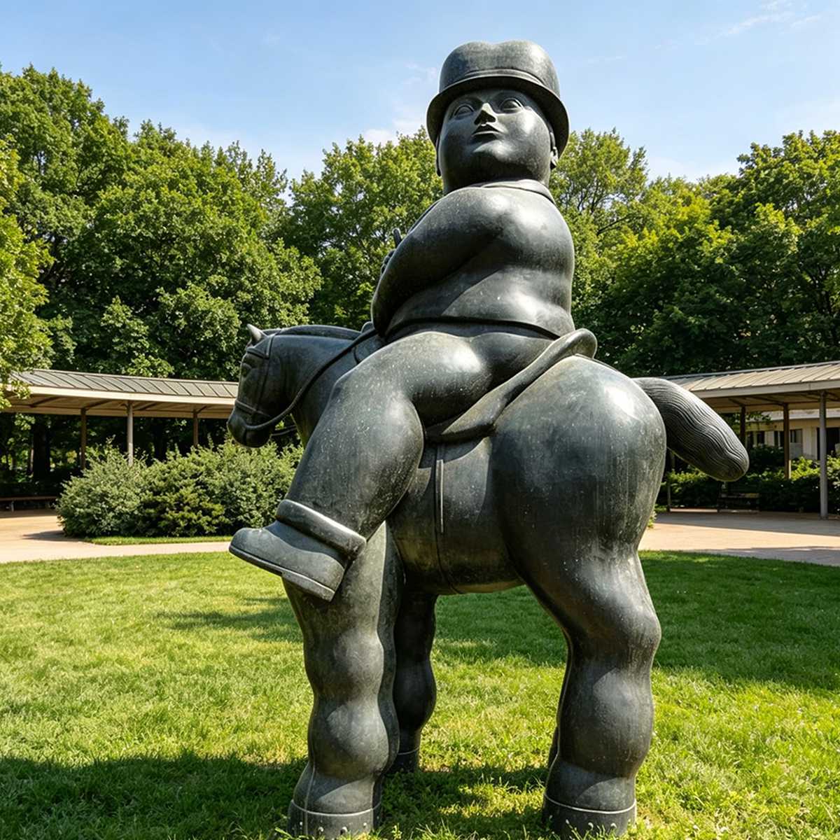 Abstract Bronze Man on Horse Sculpture EFB-19