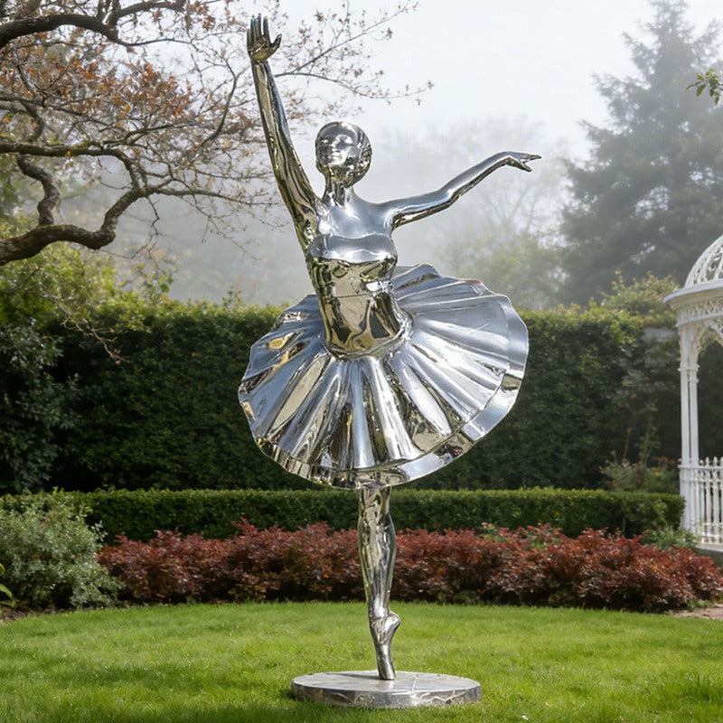 Stainless Steel Ballerina Sculpture – Modern Outdoor Garden & Patio Art Statue