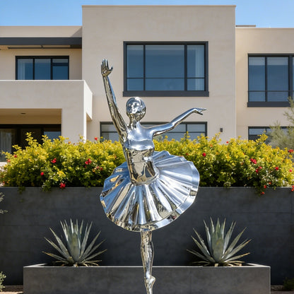 Stainless Steel Ballerina Sculpture – Modern Outdoor Garden & Patio Art Statue