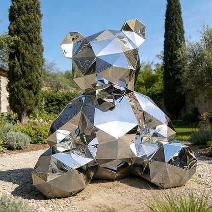 Stainless Steel Geometric Bear Sculpture