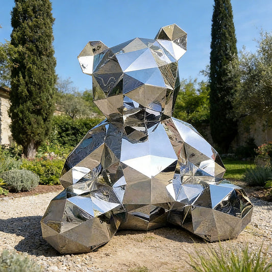Stainless Steel Geometric Bear Sculpture