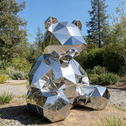 Stainless Steel Geometric Bear Sculpture