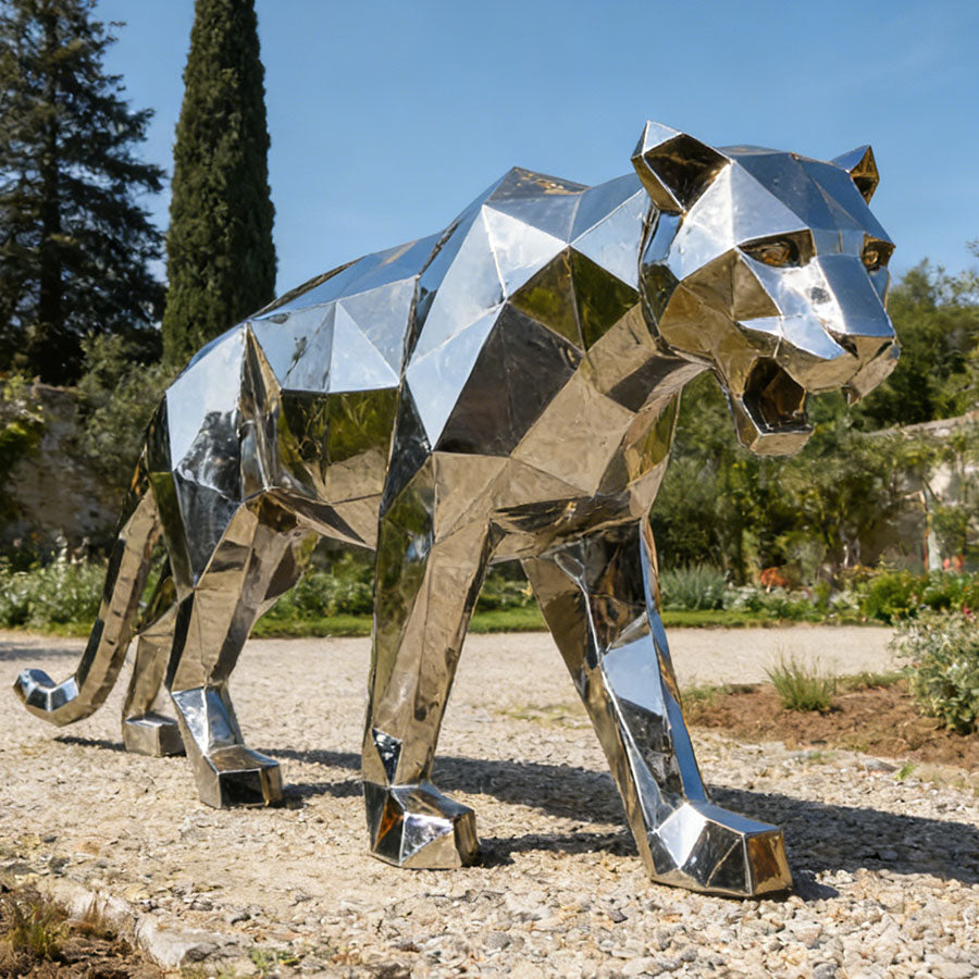 Stainless Steel Geometric Leopard Sculpture