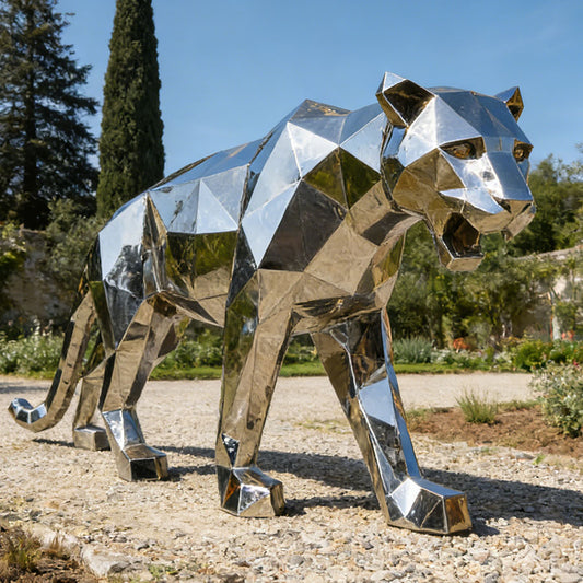 Stainless Steel Geometric Leopard Sculpture