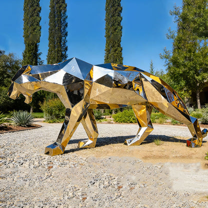 Stainless Steel Geometric Leopard Sculpture