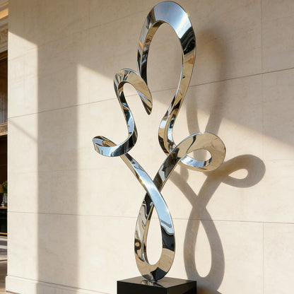 Contemporary Mirror Polished Stainless Steel Sculpture for Interior Spaces