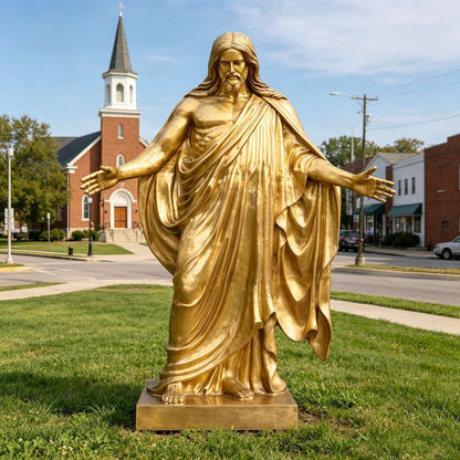 Life Size Bronze Jesus Statue with Open Arms and Realistic Robe for Church