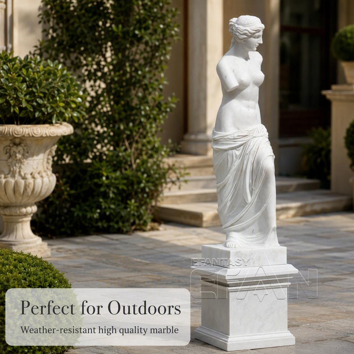 100% Hand-Carved White Marble Venus Goddess Classical Sculpture