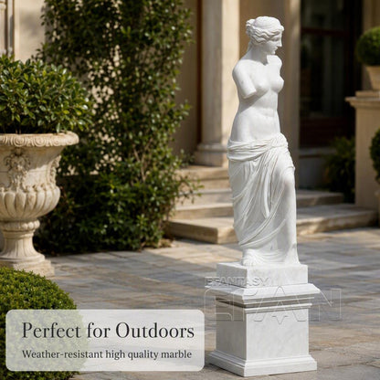 100% Hand-Carved White Marble Venus Goddess Classical Sculpture